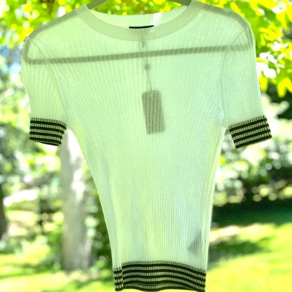 NWT $250 rag & boneArctic CheckRibbed Stretch in Chalk WhiteSize Small